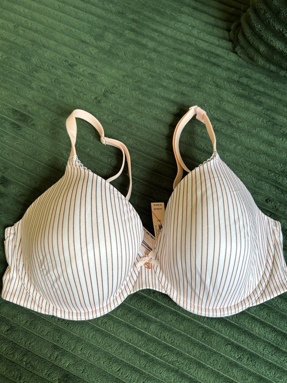 Victoria's Secret Pink and White Striped T-Shirt Bra